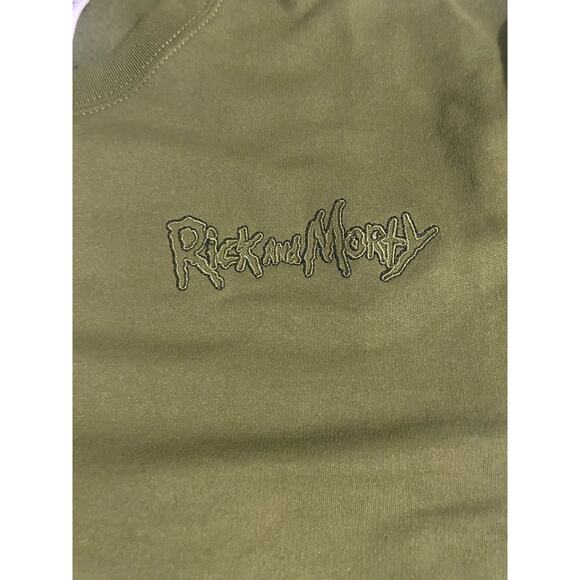 Men's Olive Green Rick and Morty UFO Graphic Sweatshirt, Sz L NWOT - Picture 4 of 5